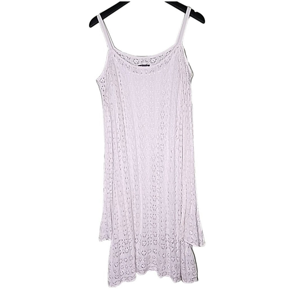 Venus White Crochet Dress XL Bell Sleeve Cold Shoulder Boho Hippie Beach Coastal